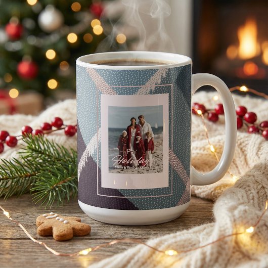 Moderne Karo-Rustikal-Foto-Weihnachts-Kaffeetasse Kaffeetasse