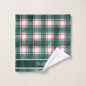 Moderne Karos mit Rotem Buffalo Badhandtuch Set (Waschlappen)