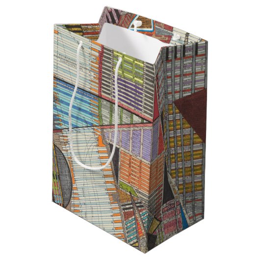 Moderne Karte von New York II Mittlere Geschenktüte (Rückseite Schrägansicht)