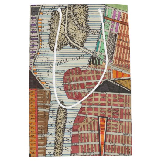 Moderne Karte von New York III Mittlere Geschenktüte (Vorderseite)