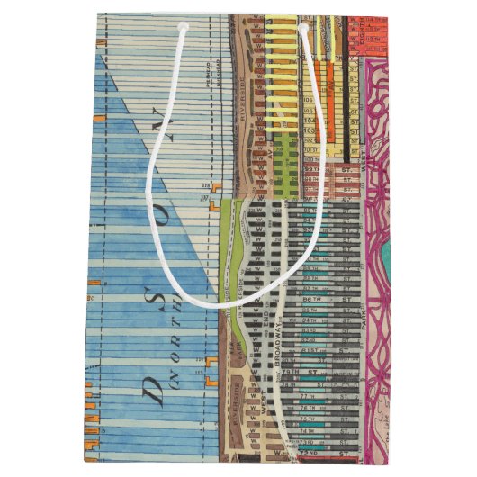 Moderne Karte von New York III Mittlere Geschenktüte (Rückseite)