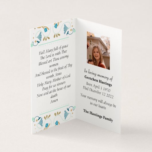 Moderne katholische Beerdigungskarte (Innenseite)