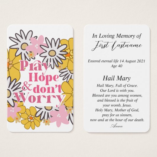 Moderne katholische Gedächtniskarte (Vorne & Hinten)