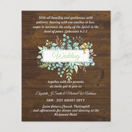 Moderne katholische Hochzeitseinladungen Botanisch (Vorderseite)