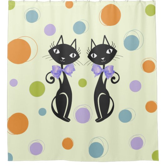 Moderne Katze aus dem Mittelalter Duschvorhang (Vorderseite)