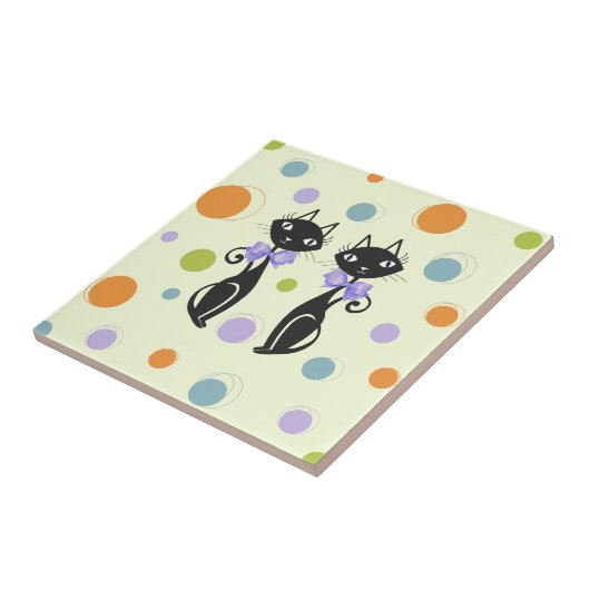 Moderne Katze aus dem Mittelalter Fliese (Seite)