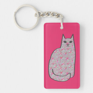 Moderne Katze aus dem Mittelalter, Fuchsienrosa un Schlüsselanhänger