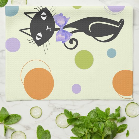 Moderne Katze aus dem Mittelalter Geschirrtuch (Gefaltet)