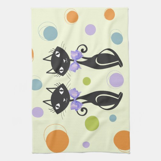 Moderne Katze aus dem Mittelalter Geschirrtuch (Vertikal)