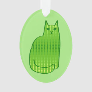 Moderne Katze aus dem Mittelalter, Limon und grün Ornament
