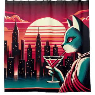 "Moderne Katze aus dem Mittelalter mit Vintagem So Duschvorhang