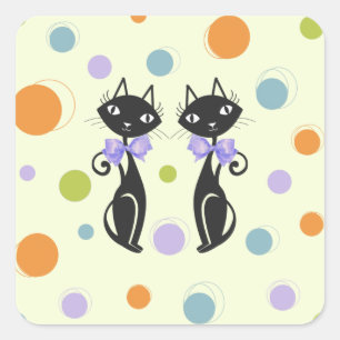 Moderne Katze aus dem Mittelalter Quadratischer Aufkleber