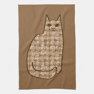 Moderne Katze, Beige und hellbraun aus dem Mittela Handtuch