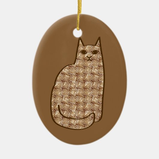 Moderne Katze, Beige und hellbraun aus dem Mittela Keramik Ornament (Vorne)