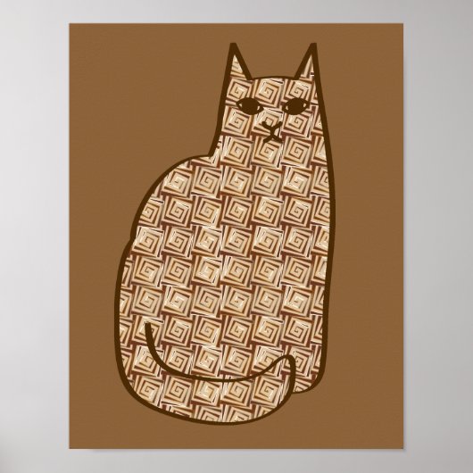 Moderne Katze, Beige und hellbraun aus dem Mittela Poster (Vorne)