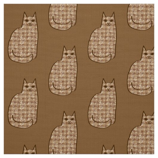 Moderne Katze, Beige und hellbraun aus dem Mittela Stoff (Muster)