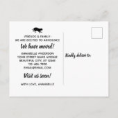 Moderne Katze, die wir in die neue Adresse verscho Ankündigungspostkarte (Rückseite)