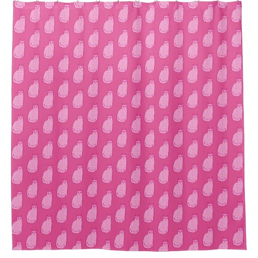 Moderne Katze, Fuchsia und hellrosa aus dem Mittel Duschvorhang (Vorderseite)