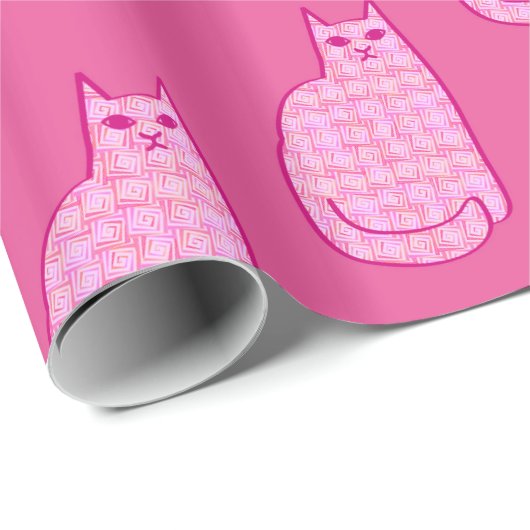 Moderne Katze, Fuchsia und hellrosa aus dem Mittel Geschenkpapier (Rolleneckpunkt)