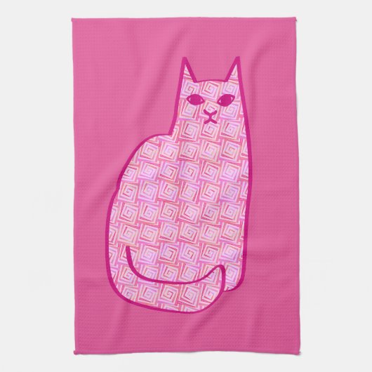 Moderne Katze, Fuchsia und hellrosa aus dem Mittel Handtuch (Vertikal)
