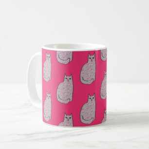 Moderne Katze, Fuchsia und hellrosa aus dem Mittel Kaffeetasse