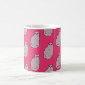 Moderne Katze, Fuchsia und hellrosa aus dem Mittel Kaffeetasse (Mittel)