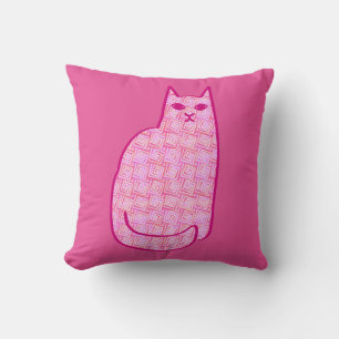 Moderne Katze, Fuchsia und hellrosa aus dem Mittel Kissen