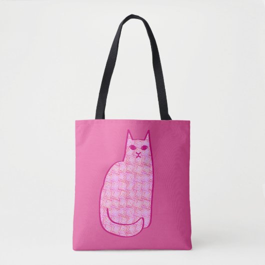 Moderne Katze, Fuchsia und hellrosa aus dem Mittel Tasche (Vorderseite)