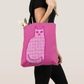 Moderne Katze, Fuchsia und hellrosa aus dem Mittel Tasche (Von Nahem)