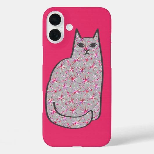 Moderne Katze, grau / grau und rosa, Mitte des Jah Case-Mate iPhone Hülle (Rückseite)