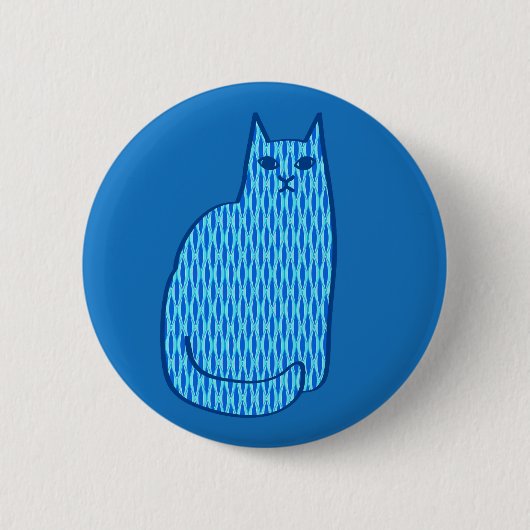 Moderne Katze, Kobalt und hellblau aus dem Mittela Button (Vorderseite)