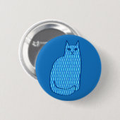Moderne Katze, Kobalt und hellblau aus dem Mittela Button (Vorne & Hinten)