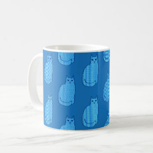 Moderne Katze, Kobalt und hellblau aus dem Mittela Kaffeetasse