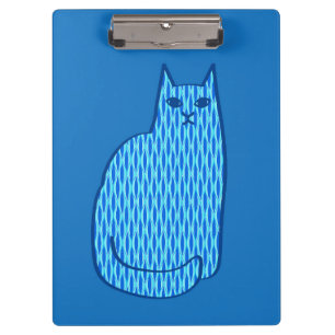 Moderne Katze, Kobalt und hellblau aus dem Mittela Klemmbrett