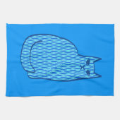 Moderne Katze, Kobalt und hellblau aus dem Mittela Küchentuch (Horizontal)