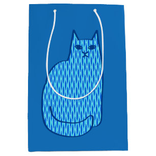 Moderne Katze, Kobalt und hellblau aus dem Mittela Mittlere Geschenktüte