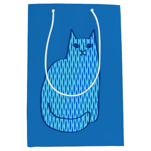 Moderne Katze, Kobalt und hellblau aus dem Mittela Mittlere Geschenktüte (Vorderseite)