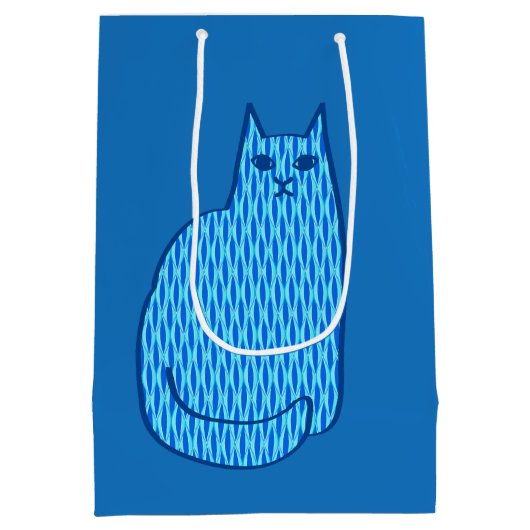 Moderne Katze, Kobalt und hellblau aus dem Mittela Mittlere Geschenktüte (Rückseite)