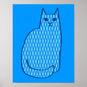Moderne Katze, Kobalt und hellblau aus dem Mittela Poster