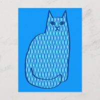 Moderne Katze, Kobalt und hellblau aus dem Mittela