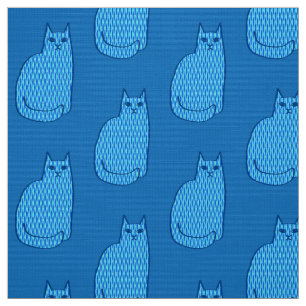 Moderne Katze, Kobalt und hellblau aus dem Mittela Stoff