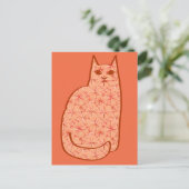 Moderne Katze, Korallenorange und Weiß des Mittelj Postkarte (Stehend Vorderseite)
