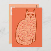 Moderne Katze, Korallenorange und Weiß des Mittelj Postkarte (Vorne/Hinten)