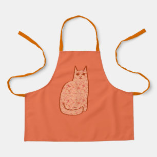 Moderne Katze, Korallenorange und Weiß des Mittelj Schürze