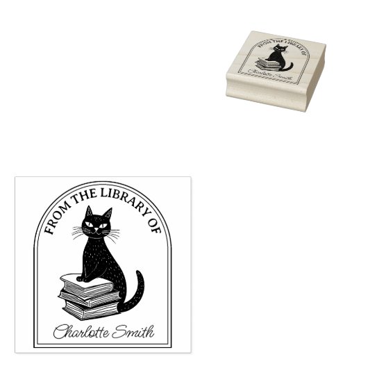 Moderne Katze, maßgeschneidertes Buchzeichen Gummistempel (Stempel)