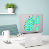Moderne Katze, Minze und Limette Aufkleber (Laptop auf Schreibtisch)