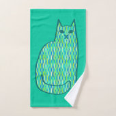 Moderne Katze, Minze und Limette Badhandtuch Set (Handtuch)