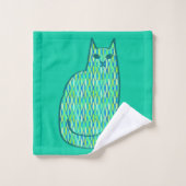 Moderne Katze, Minze und Limette Badhandtuch Set (Waschlappen)