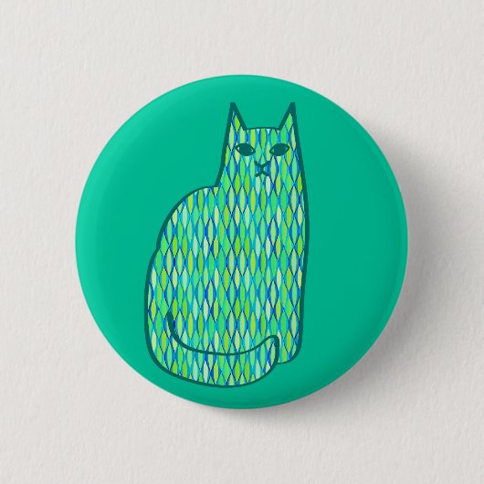 Moderne Katze, Minze und Limette Button (Vorderseite)