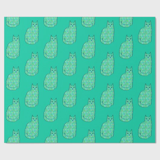 Moderne Katze, Minze und Limette Geschenkpapier (Flach)